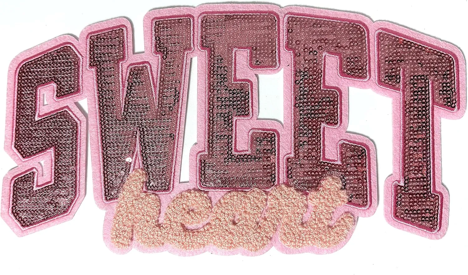 1 pc  Sweetheart Sequin Iron-on Patch, Sparkly Sports Applique, Large, 10.9 Inches by 5.8 Inches (1 per Order)