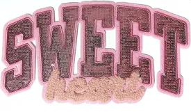 1 pc  Sweetheart Sequin Iron-on Patch, Sparkly Sports Applique, Large, 10.9 Inches by 5.8 Inches (1 per Order)