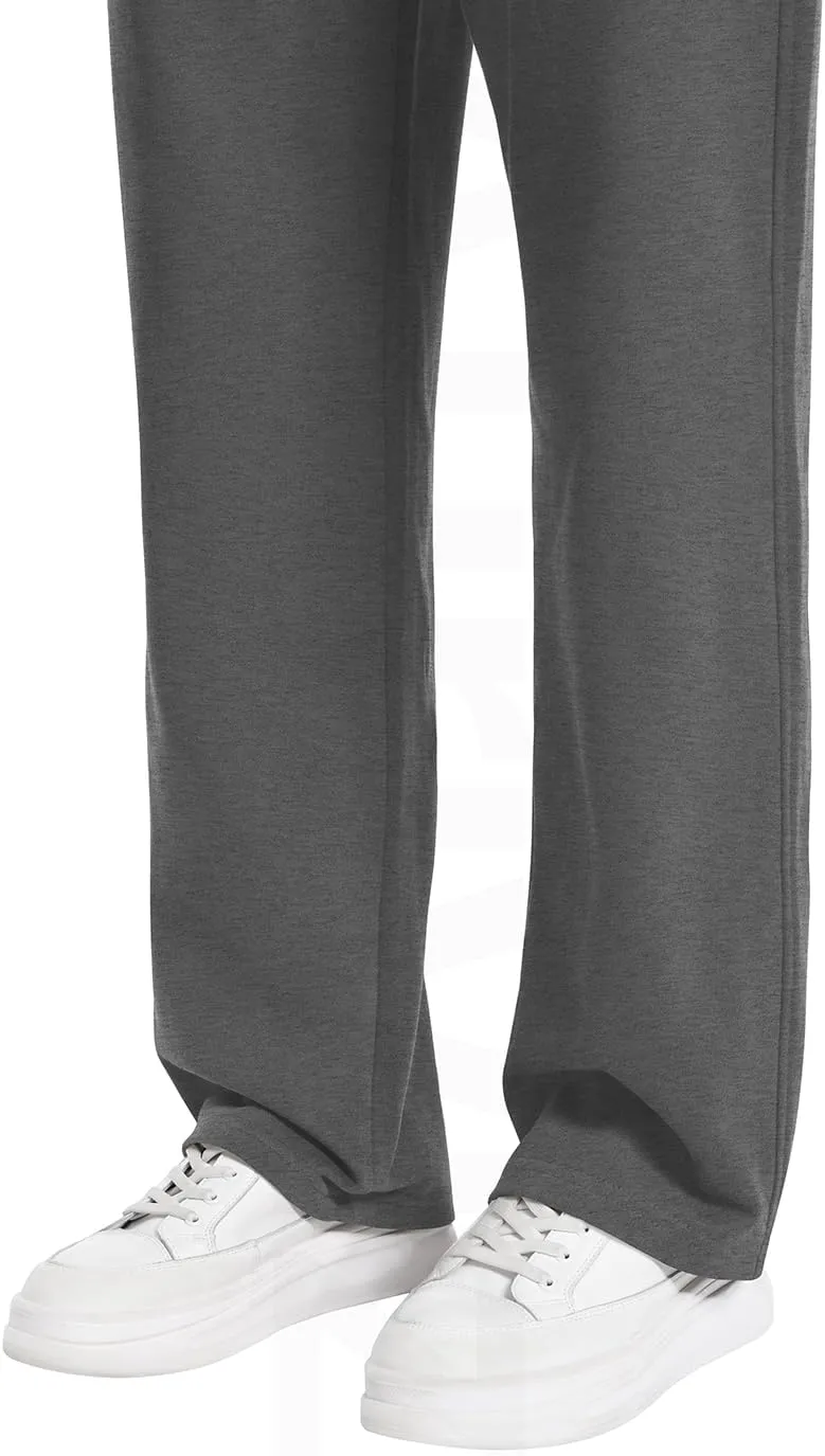 Auriviz Widen Waistband Sweat Pants for Women Exposed Pockets Lounge Sweatpants Straight Leg Pants 29 Inseam