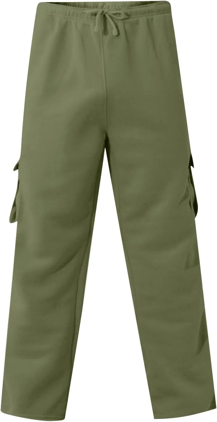 Cargo Sweatpants for Men Multi Pockets Cotton Straight Leg Sweatpants Outdoor Baggy Drawstring Joggers Hiking Pants