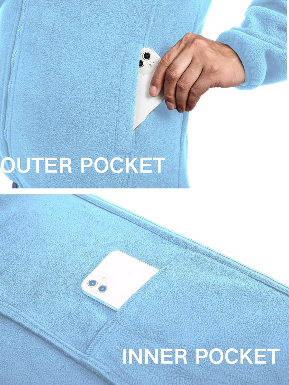 COOFANDY Men's Soft Polar Fleece Jacket Lightweight Full Zip Jackets Casual Outdoor Warm Jackets Coats with Pockets