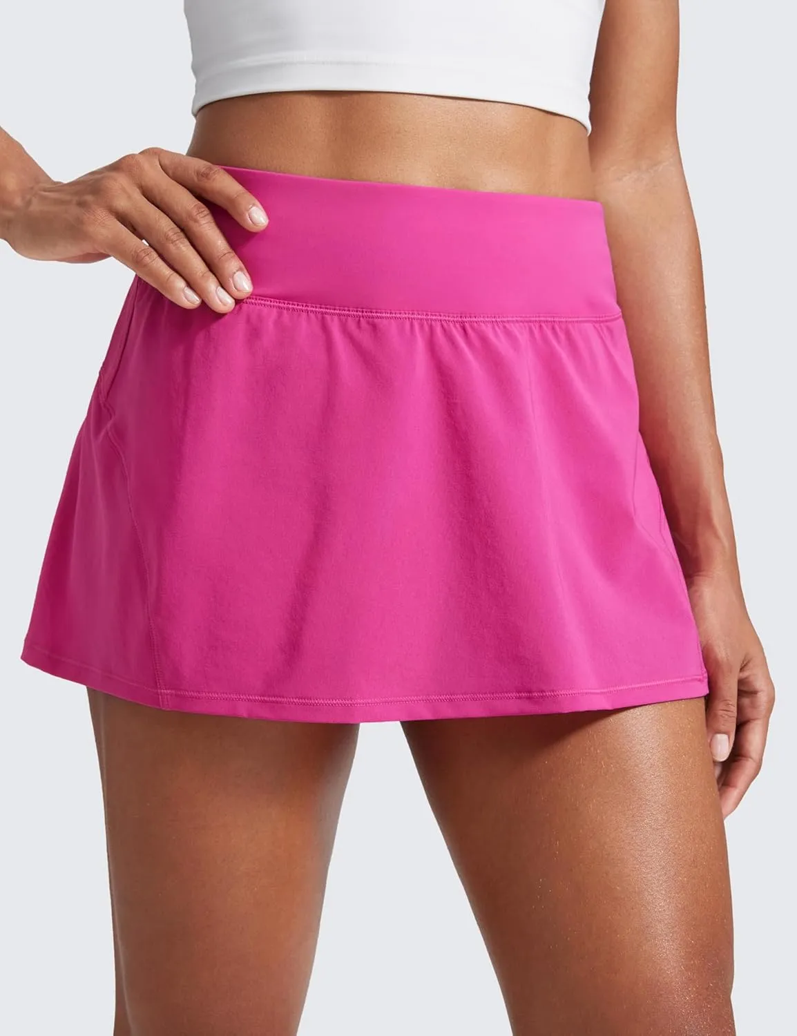 CRZ YOGA Women's Quick Dry Pleated Tennis Skirts Mid Waisted Cute Athletic Workout Running Sports Golf Skorts Volleyball
