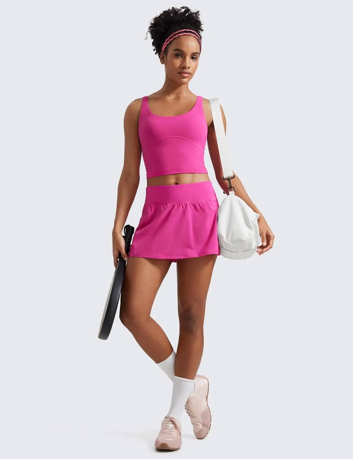 CRZ YOGA Women's Quick Dry Pleated Tennis Skirts Mid Waisted Cute Athletic Workout Running Sports Golf Skorts Volleyball