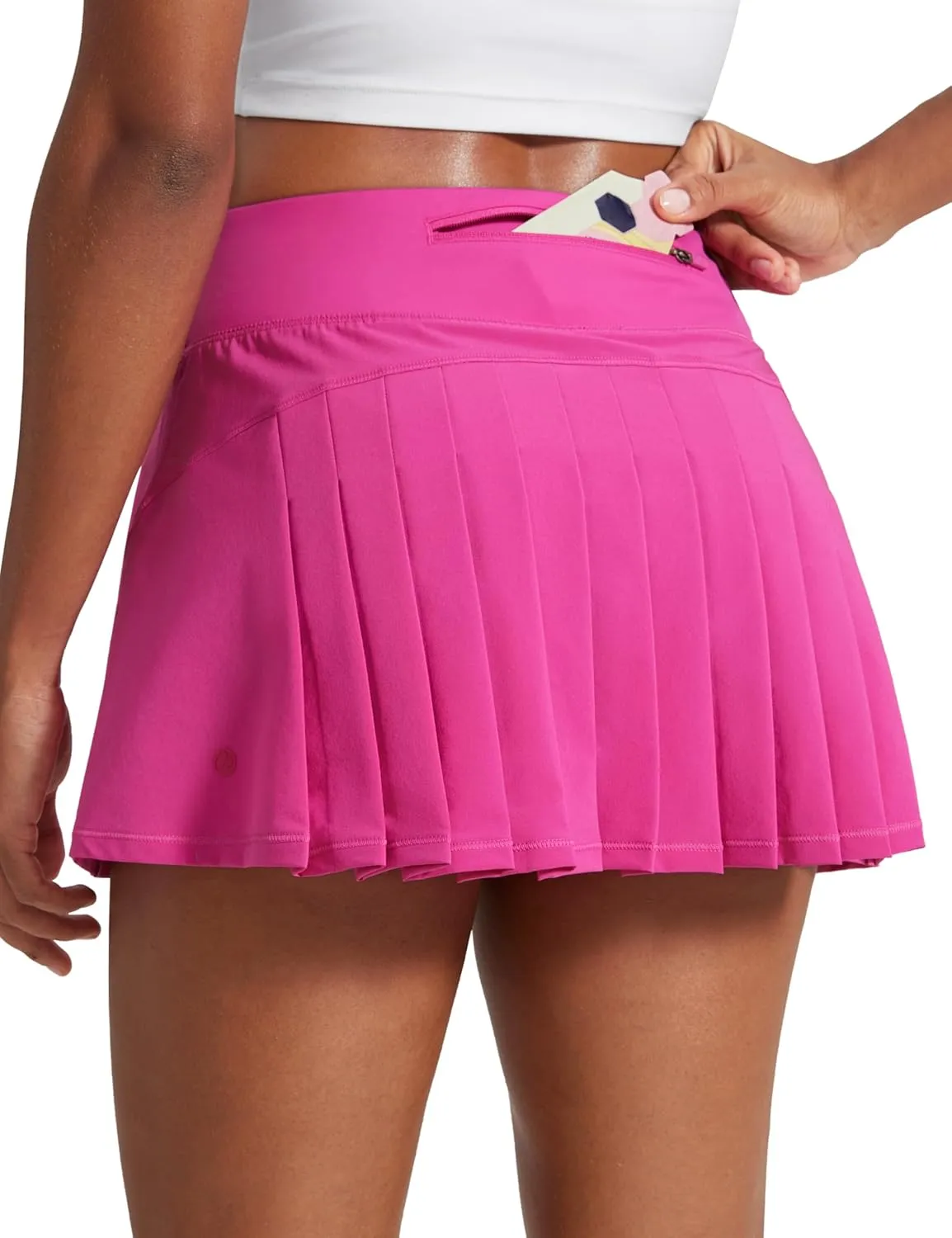 CRZ YOGA Women's Quick Dry Pleated Tennis Skirts Mid Waisted Cute Athletic Workout Running Sports Golf Skorts Volleyball