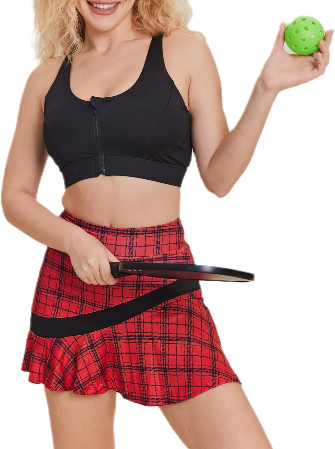 Ekouaer Tennis Skirts for Women Pleated Athletic Golf Skorts Skirt with Shorts Pockets Lightweight Running Workout Skirt