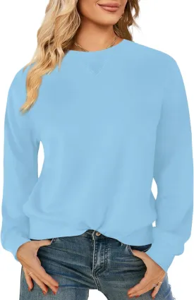 Elesomo Womens Sweatshirts Cotton Crew Neck Casual Long Sleeve Pullover Tops
