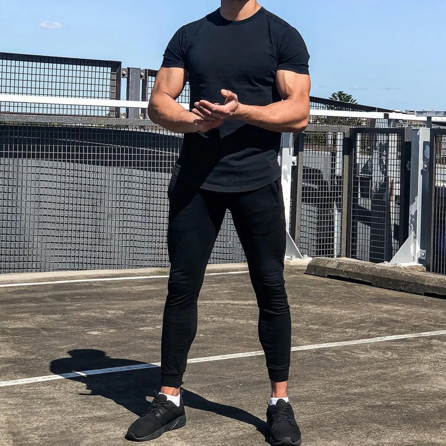 GYMELITE Men's Gym Sweatpants Workout Joggers Active Athletic Jogger Pants with Zipper Pockets Casual Running Track Pants