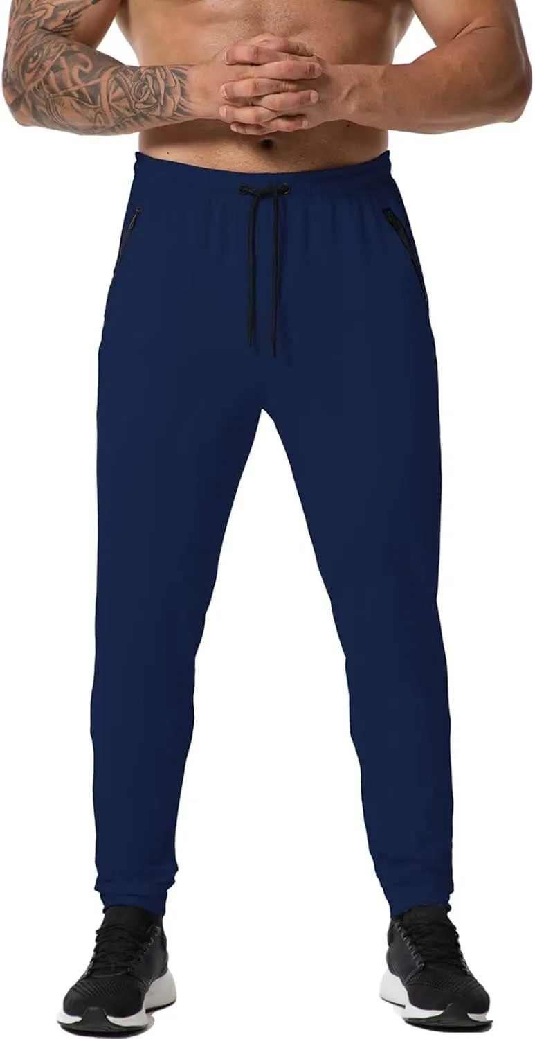 GYMELITE Men's Gym Sweatpants Workout Joggers Active Athletic Jogger Pants with Zipper Pockets Casual Running Track Pants