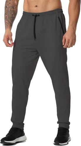 GYMELITE Men's Gym Sweatpants Workout Joggers Active Athletic Jogger Pants with Zipper Pockets Casual Running Track Pants