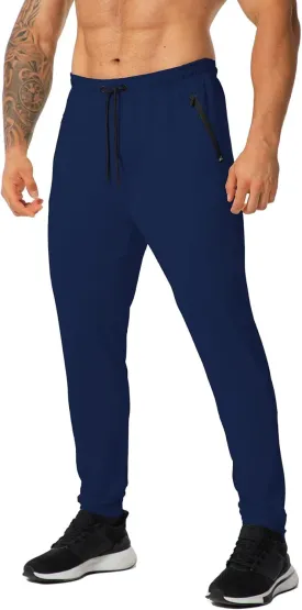GYMELITE Men's Gym Sweatpants Workout Joggers Active Athletic Jogger Pants with Zipper Pockets Casual Running Track Pants
