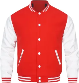 HOOD CREW Mens Varsity Jackets Faux Leather Sleeve Letterman Boys College Baseball Jacket