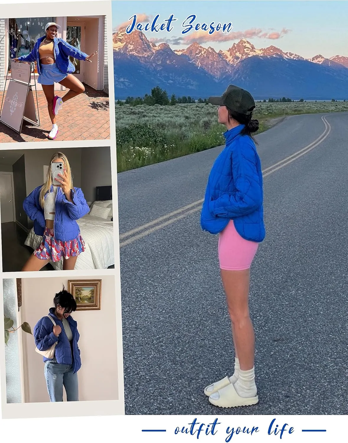 Huaqiao Womens Quilted Puffer Jackets Lightweight Zip up Short Winter Coat with Pockets