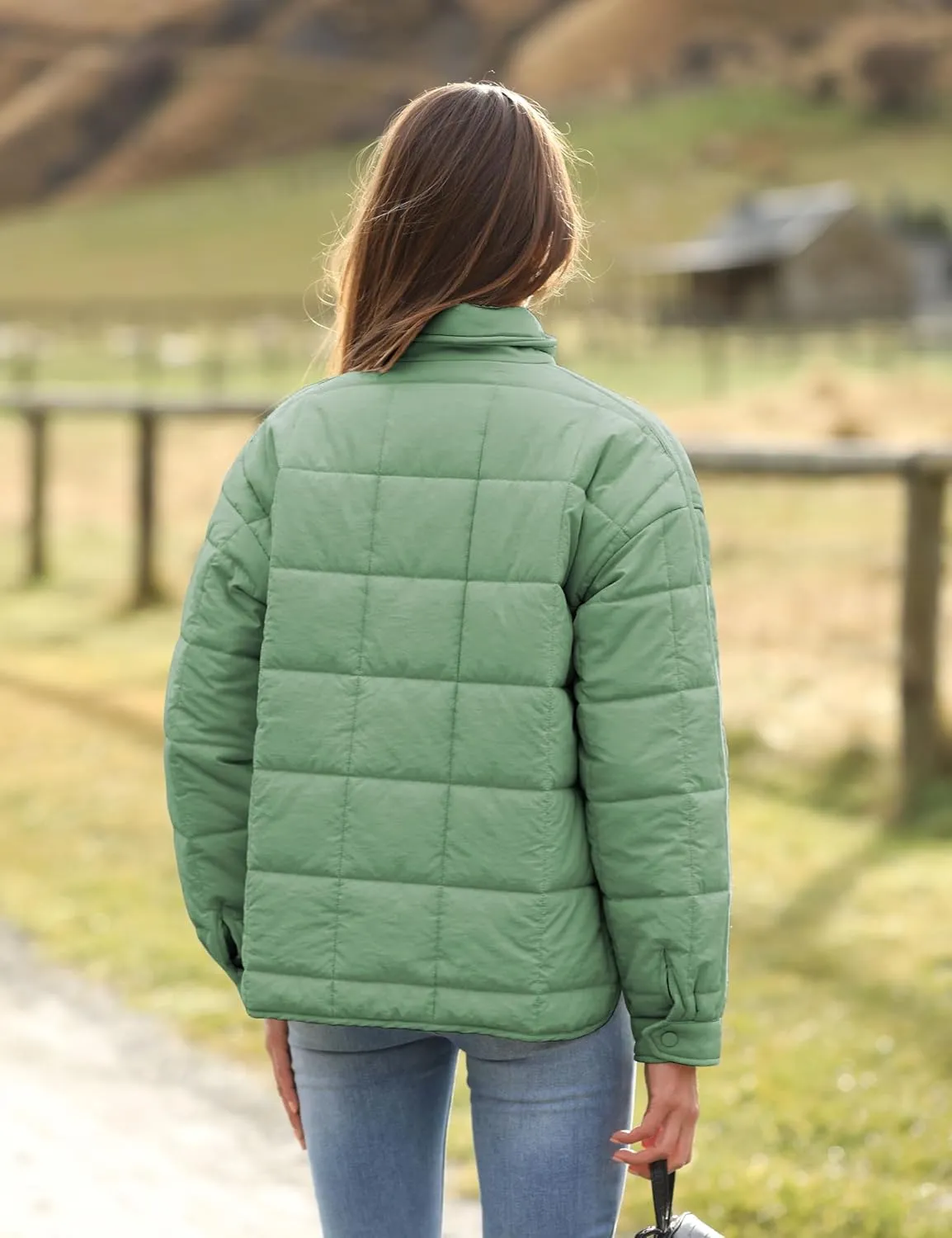 Huaqiao Womens Quilted Puffer Jackets Lightweight Zip up Short Winter Coat with Pockets