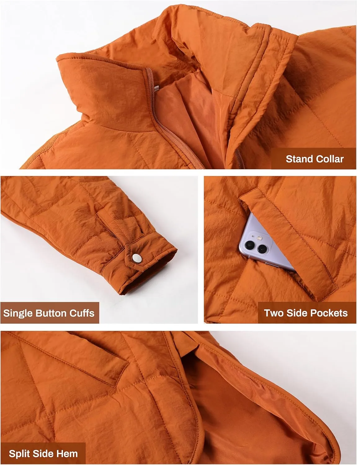 Huaqiao Womens Quilted Puffer Jackets Lightweight Zip up Short Winter Coat with Pockets