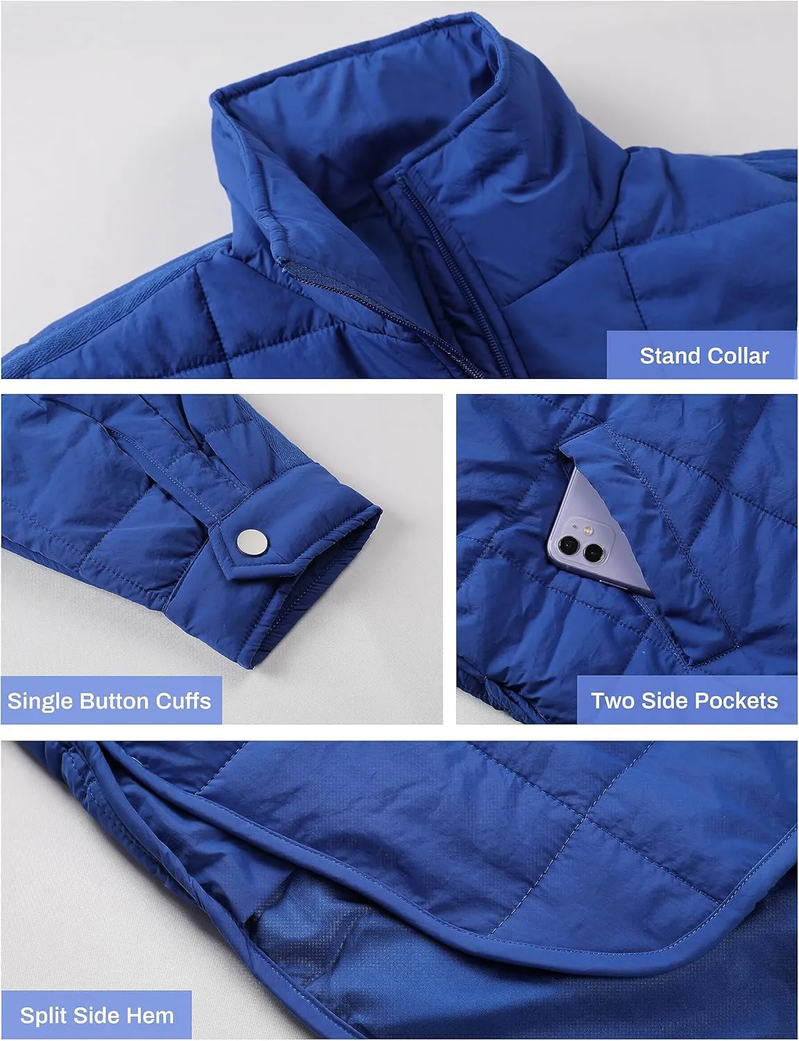 Huaqiao Womens Quilted Puffer Jackets Lightweight Zip up Short Winter Coat with Pockets