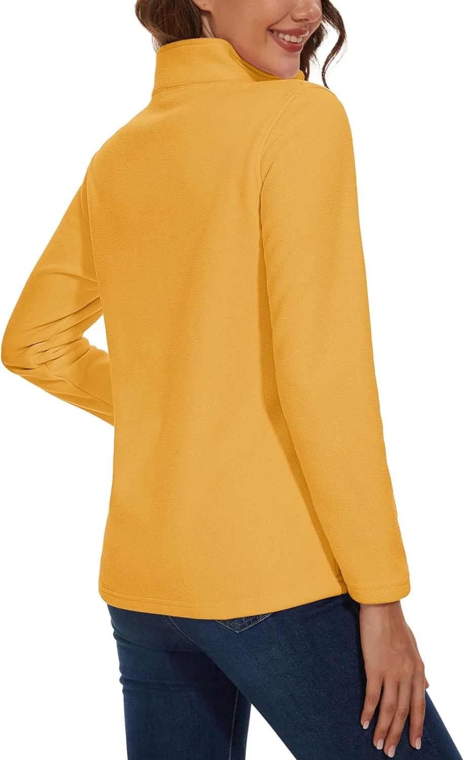 MAGCOMSEN Women's Quarter Zip Pullover Polar Fleece Sweatshirts Lightweight Stand-Collar Jacket Warm Tops