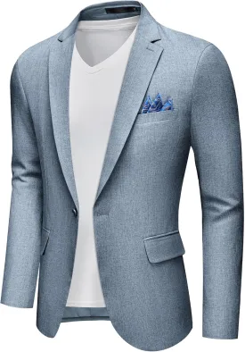 MAGE MALE Men's Slim Fit Blazer Jackets Suit One Button Lightweight Sport Coats Casual Blazer