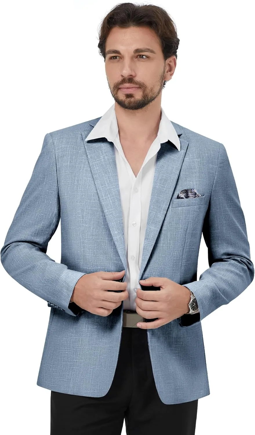 MAGE MALE Men's Slim Fit Blazer Jackets Suit One Button Lightweight Sport Coats Casual Blazer