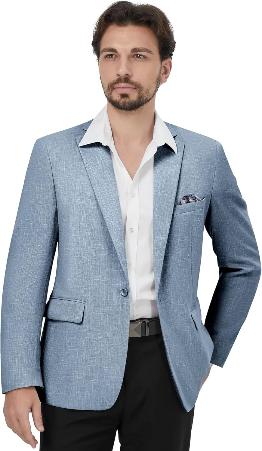MAGE MALE Men's Slim Fit Blazer Jackets Suit One Button Lightweight Sport Coats Casual Blazer