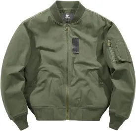 Mens Bomber Jackets Fall Winter Cotton Zip Up Army Lightweight Vintage MA-1 Windbreaker Military Flight Jacket