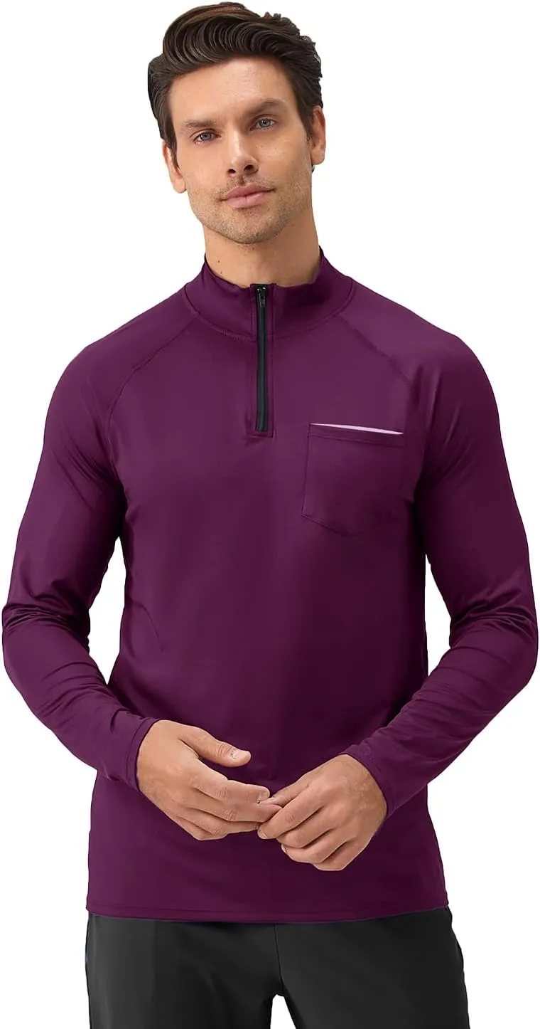 Men's Quarter Zip Pullover Long Sleeve Golf Shirts 1/4 Half Zip Sweatshirts for Golf Polo Fishing Athletic