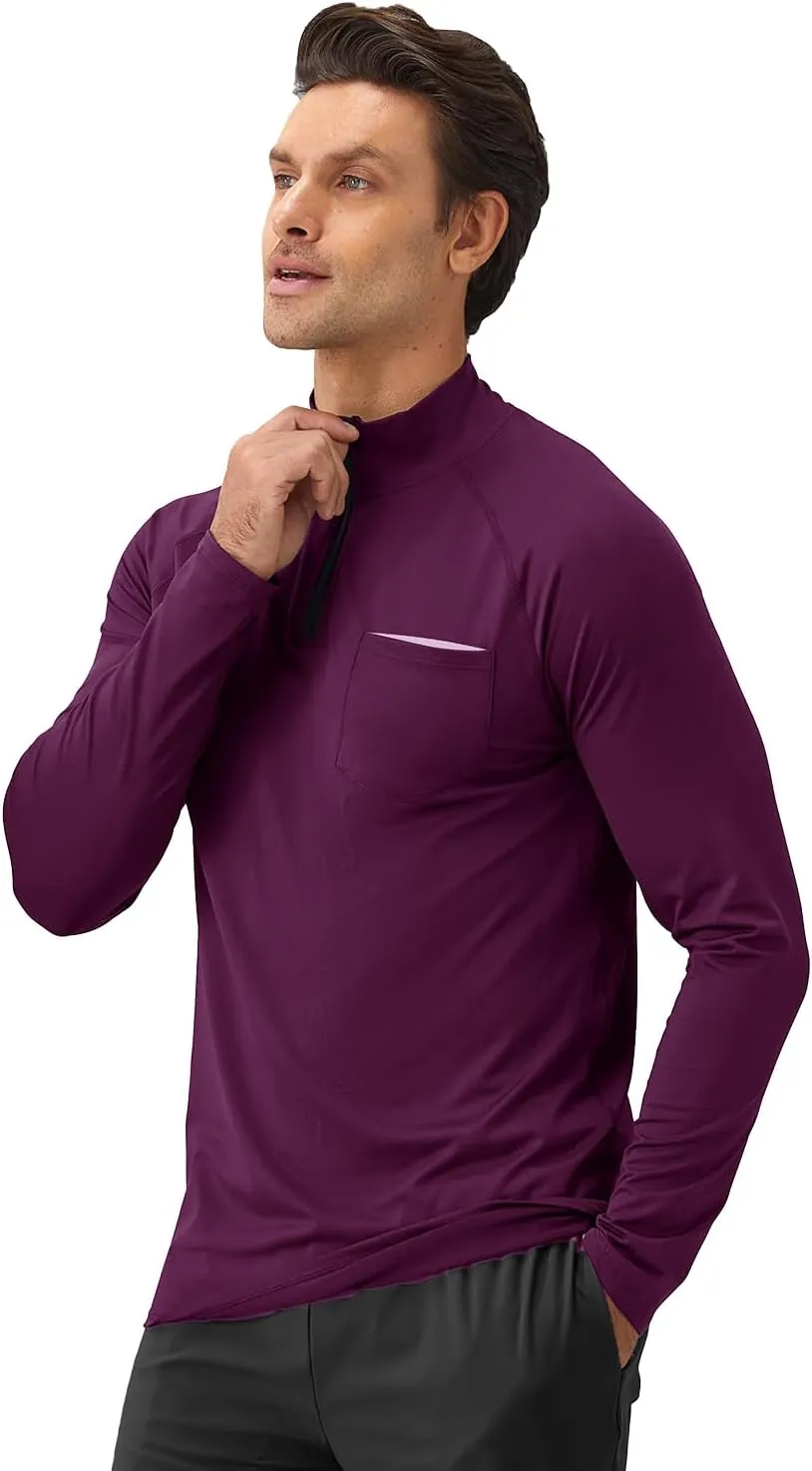 Men's Quarter Zip Pullover Long Sleeve Golf Shirts 1/4 Half Zip Sweatshirts for Golf Polo Fishing Athletic