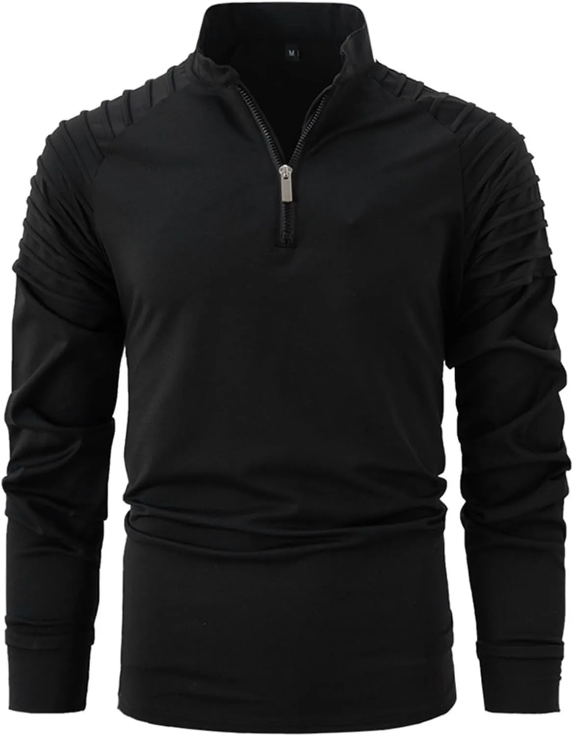 Men's Sports Quarter Zip Polo Sweater Outdoor Leisure Slim Long Sleeve Pullover Lightweight Mock Neck Sweatershirt