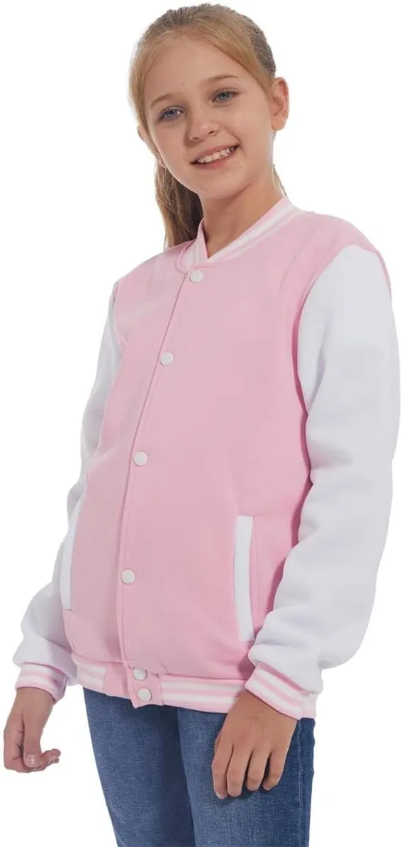 Mowbeat Kids Baseball Jacket Girls Bomber Jackets Boys Varsity Coats Top for Girl Sports Track Outerwear