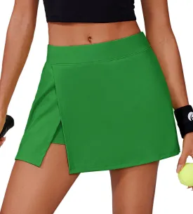 PINSPARK Womens Tennis Skirts High Waisted Golf Skorts with 2 Pockets Side Slit Athletic Skirt for Workout Pickleball Sports