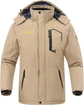 Rdruko Men's Ski Snow Jacket Waterproof Insulated Fleece Outdoor Mountain Hooded Winter Coat