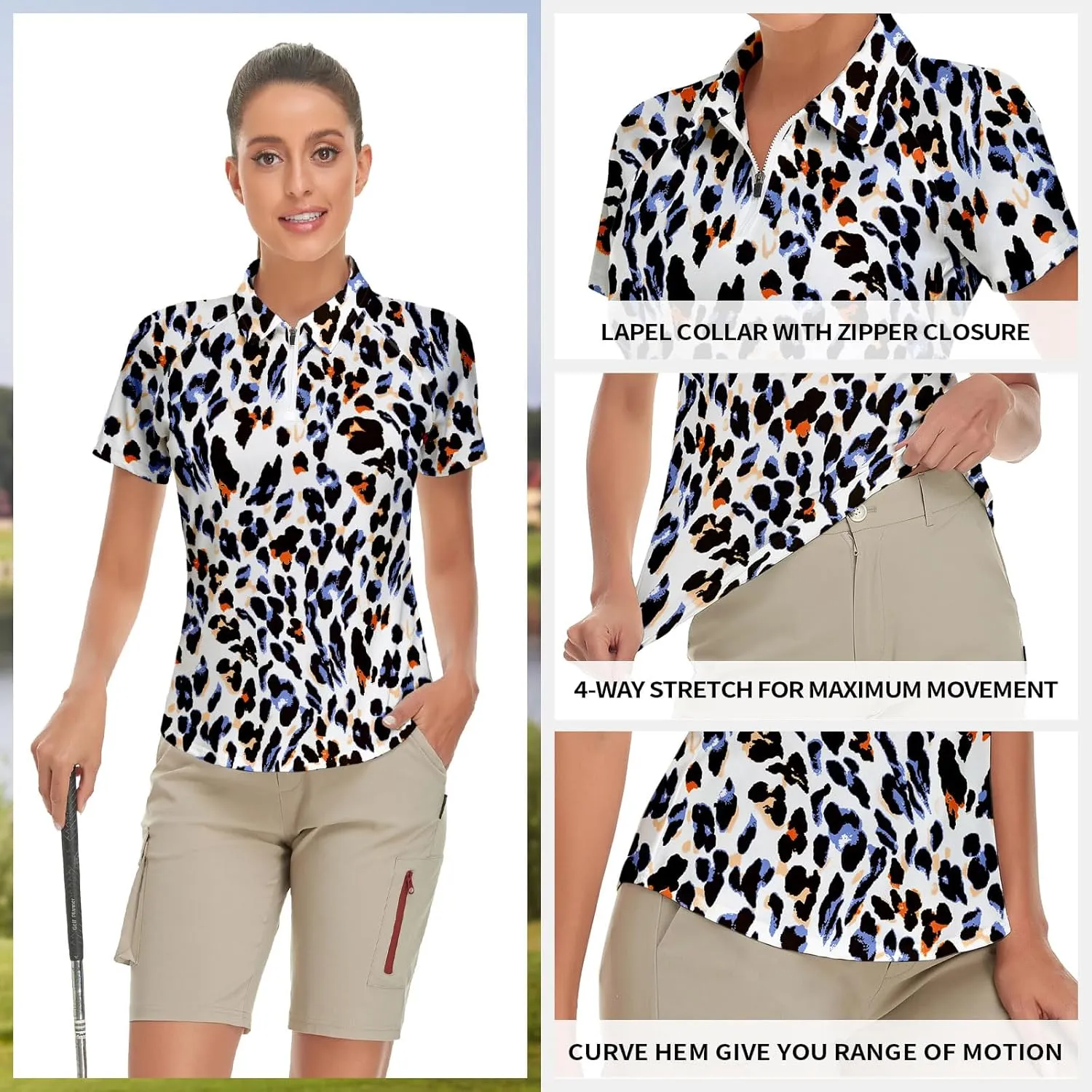 Soneven Women's Short Sleeve Golf Shirt Moisture Wicking Athletic Golf Polo Shirts Tennis Shirts