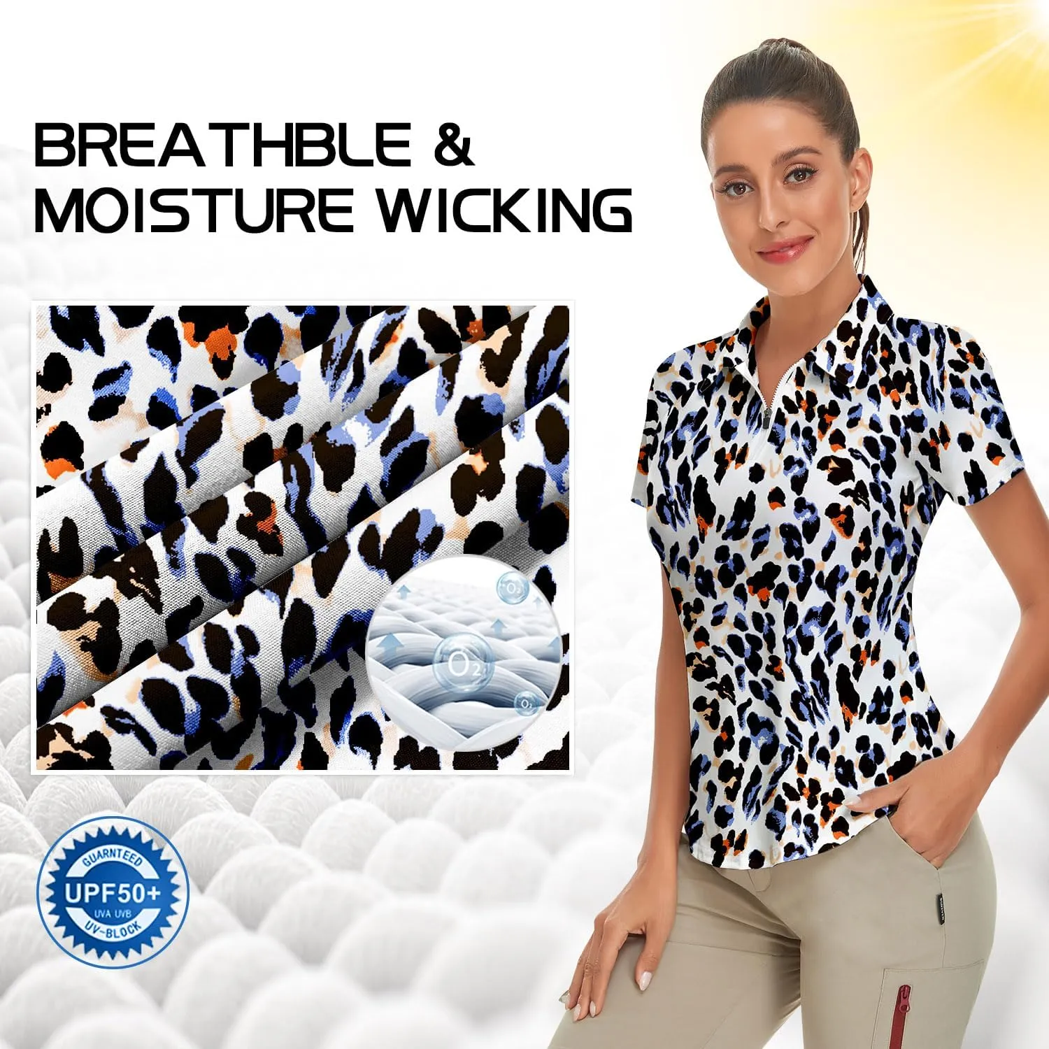 Soneven Women's Short Sleeve Golf Shirt Moisture Wicking Athletic Golf Polo Shirts Tennis Shirts