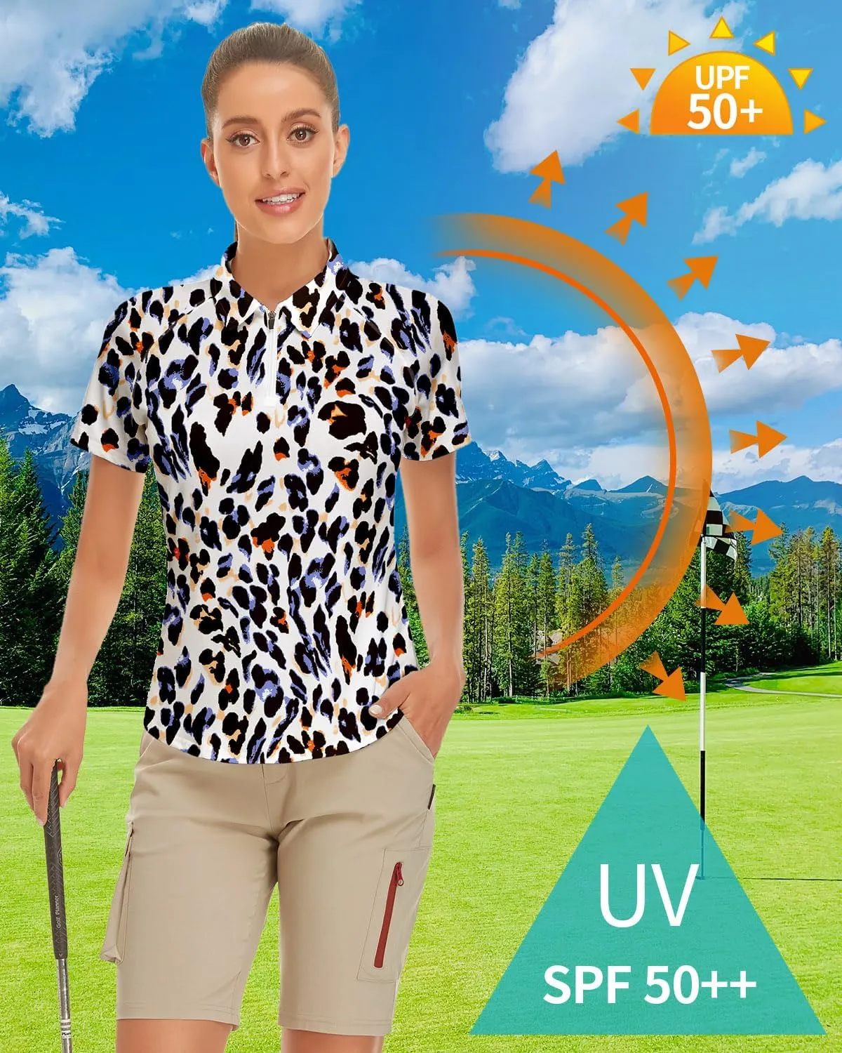 Soneven Women's Short Sleeve Golf Shirt Moisture Wicking Athletic Golf Polo Shirts Tennis Shirts