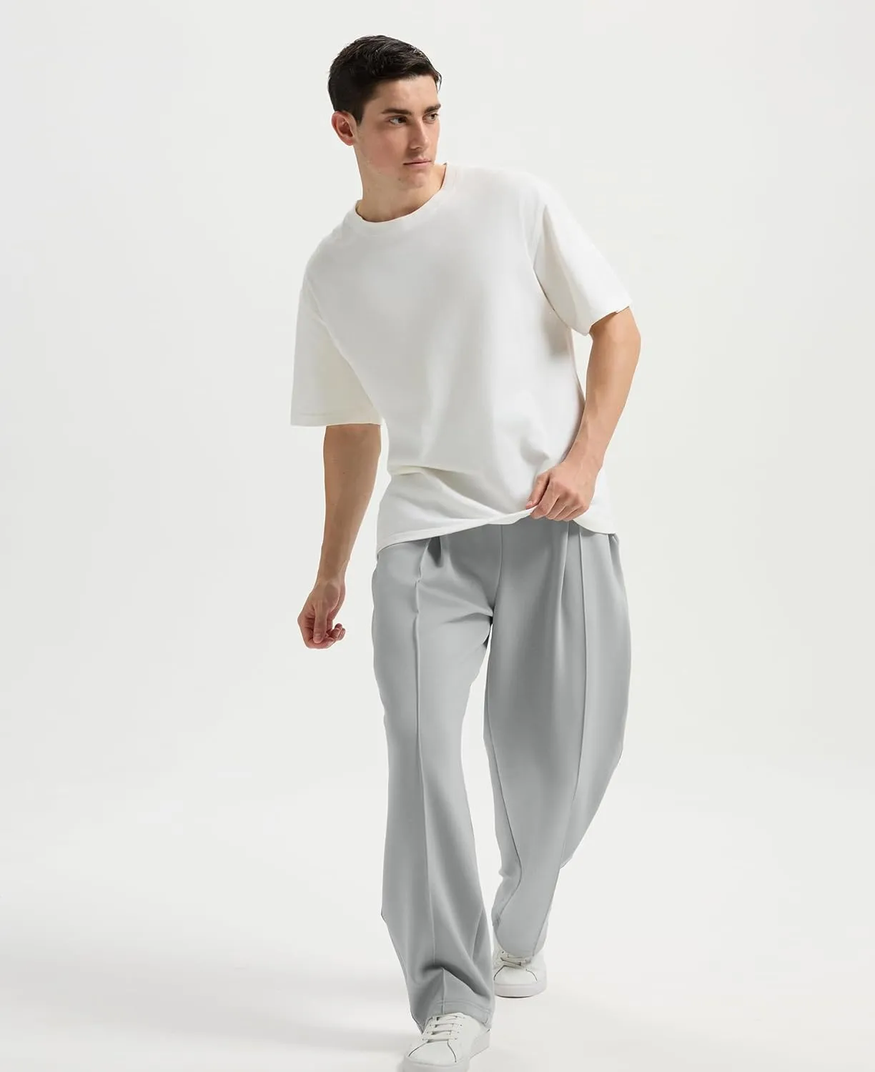 Susclude Mens Baggy Sweatpants Summer Wide Leg Track Pants Pleated Lounge Yoga Elastic Waist Casual Pants with Pockets