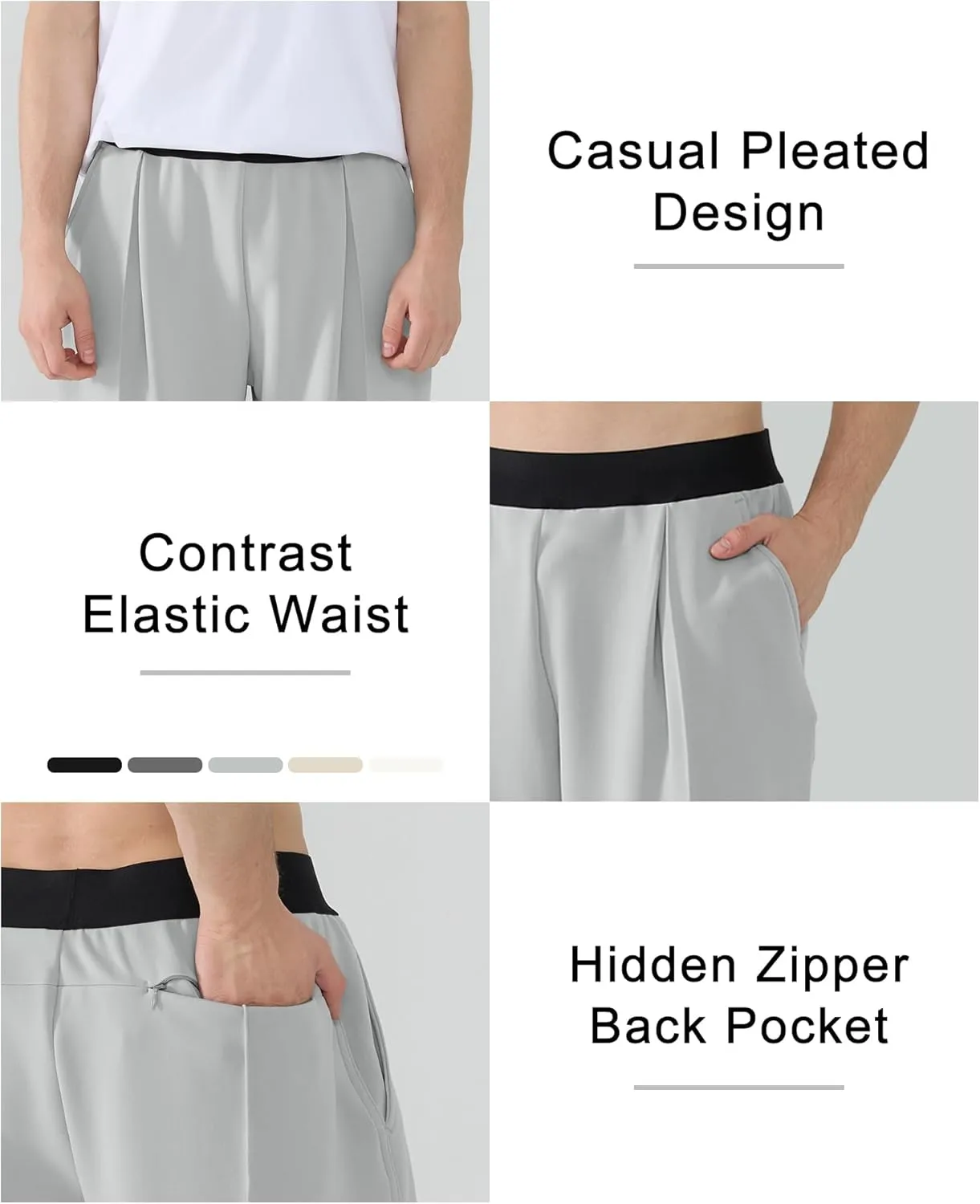 Susclude Mens Baggy Sweatpants Summer Wide Leg Track Pants Pleated Lounge Yoga Elastic Waist Casual Pants with Pockets