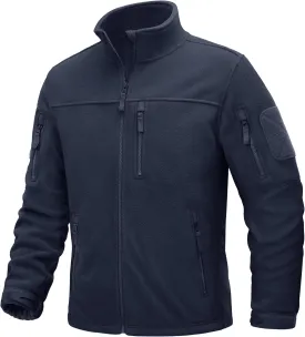 TACVASEN Men's Fleece Jacket Full Zip Winter Jacket Lightweight Tactical Jackets Outdoor Hiking Coats with Pockets