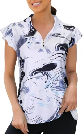 Viracy Ruffle Sleeve Womens Golf Shirt Lightweight Moisture Wicking Polo Wrokout Tops