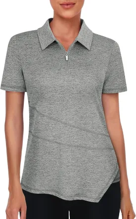 Viracy Women's Golf Shirt Short Sleeve Loose Fitting 1/4 Zip Up Polo Shirt UV Protection Fast Dry Athletic Tops S-3XL