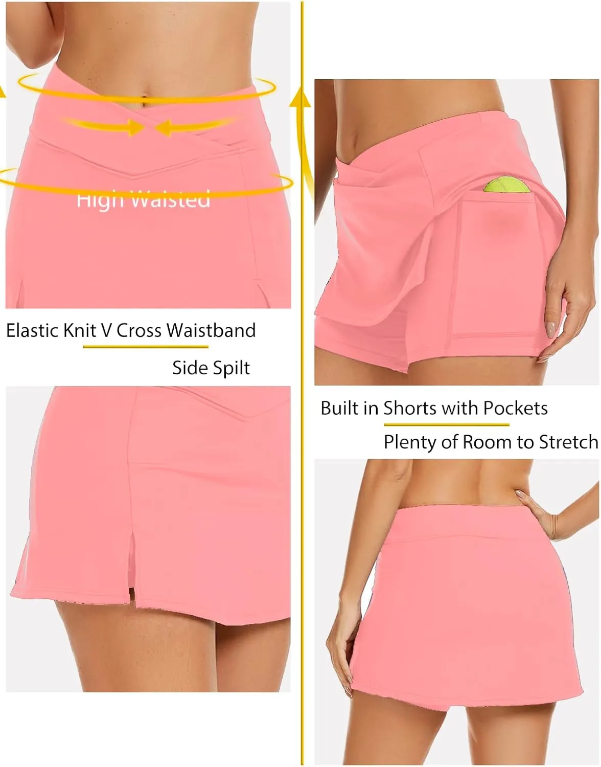 Women's Golf Skirts with Shorts Athletic Skorts with Pockets Tennis Skirt Casual Mini Workout Pickleball Skort
