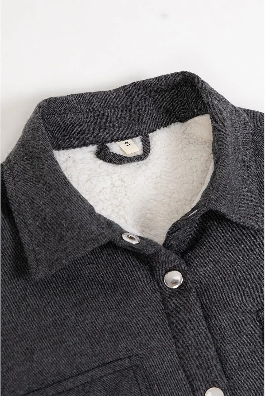 ZENTHACE Women's Flannel Shirt Jacket, Sherpa-Lined Plaid Shacket Jackets, Snap Button Down Outdoor Shirt