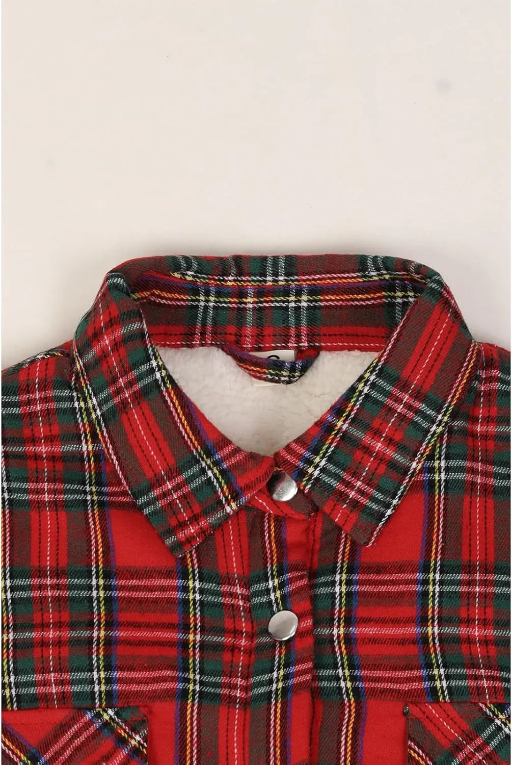 ZENTHACE Women's Flannel Shirt Jacket, Sherpa-Lined Plaid Shacket Jackets, Snap Button Down Outdoor Shirt