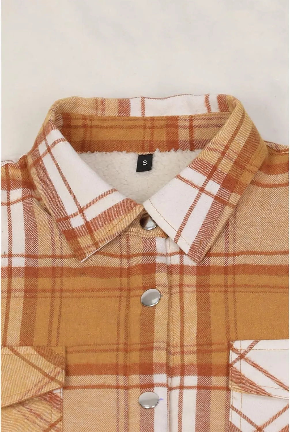 ZENTHACE Women's Flannel Shirt Jacket, Sherpa-Lined Plaid Shacket Jackets, Snap Button Down Outdoor Shirt