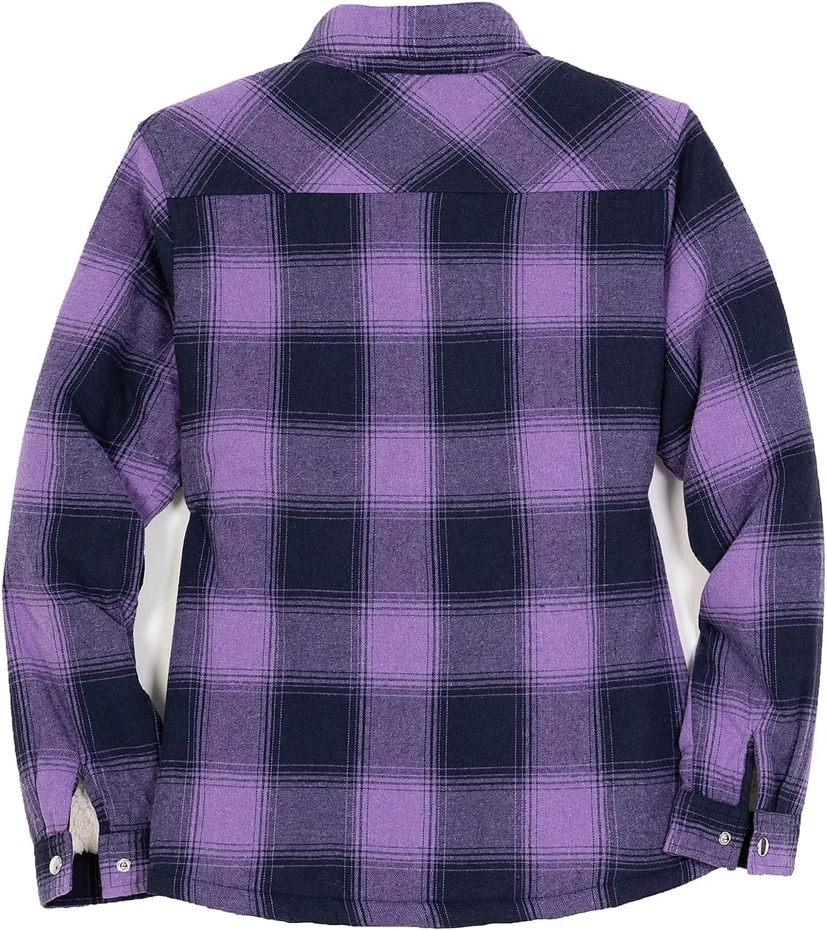 ZENTHACE Women's Flannel Shirt Jacket, Sherpa-Lined Plaid Shacket Jackets, Snap Button Down Outdoor Shirt
