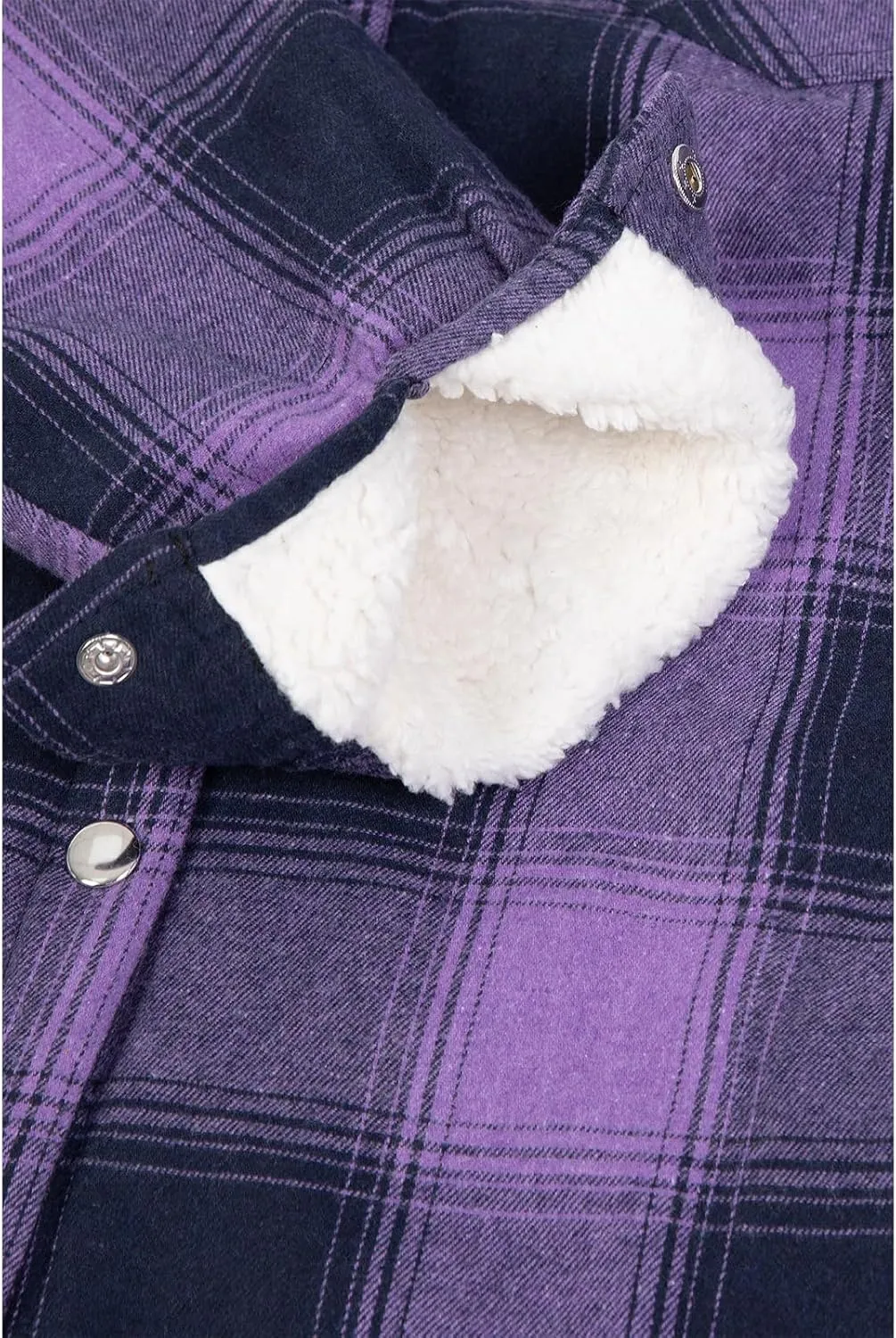 ZENTHACE Women's Flannel Shirt Jacket, Sherpa-Lined Plaid Shacket Jackets, Snap Button Down Outdoor Shirt